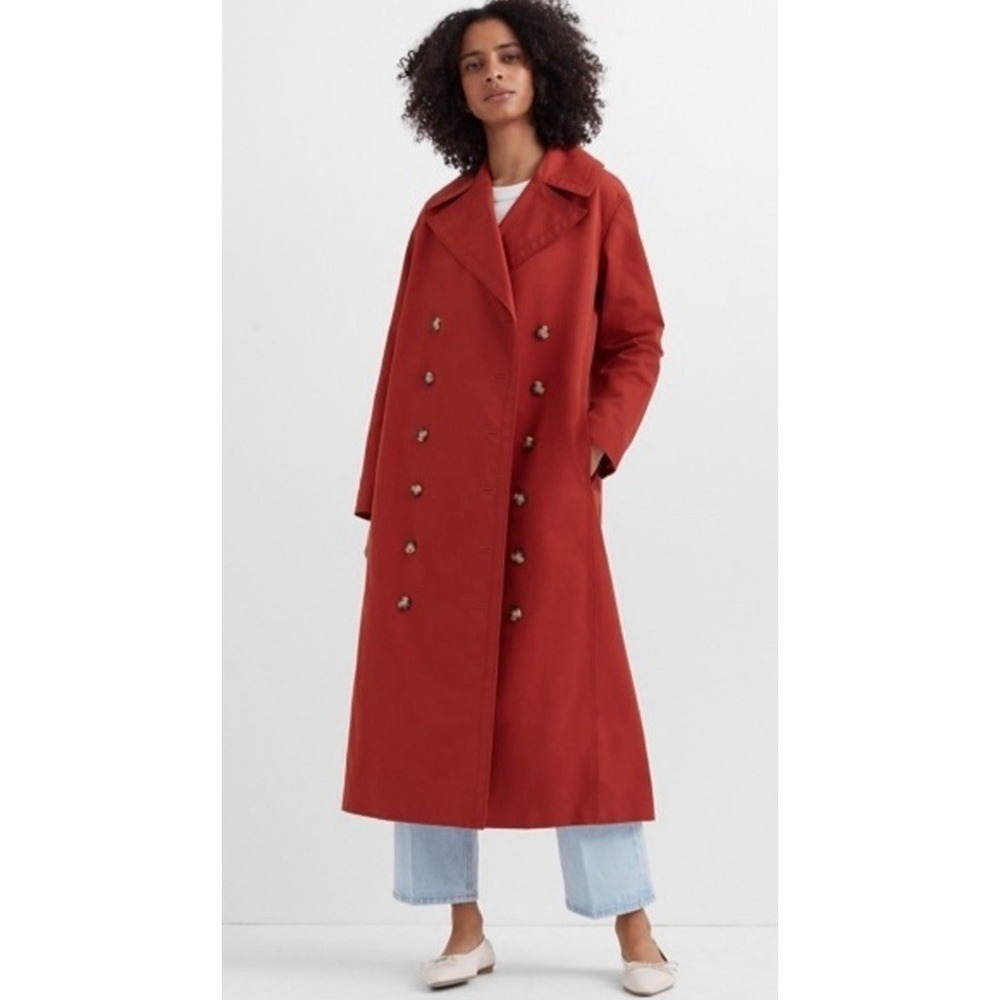 NWT Club Monaco Ohdette Red Long Trench Coat Women's XS MSRP $329